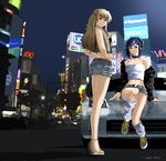  bare_legs bare_shoulders black_jacket black_neckwear black_tubetop blue_hair brown_footwear car choker denim denim_skirt fujino_shizuru fur-trimmed_jacket fur_trim green_eyes green_jacket ground_vehicle hair_ornament hairclip index_finger_raised jacket kuga_natsuki leg_warmers legs light_brown_hair lone_wolf long_hair looking_at_viewer midriff miniskirt motor_vehicle multiple_girls my-hime nissan nissan_350z nissan_fairlady non-web_source on_vehicle open_clothes open_jacket platform_footwear red_eyes shibuya_(tokyo) shibuya_109 shirt shoes signature sitting skirt sneakers strapless tokyo_(city) tubetop white_legwear white_shirt white_tubetop 