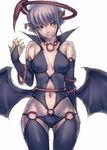  breasts cleavage demon_girl fumio_(rsqkr) large_breasts original purple_eyes purple_hair solo thighhighs wide_hips wings 