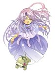  .hack//games 1girl aura_(.hack//) bangs cropped_jacket izumi_rei long_hair multicolored_hair open_mouth outstretched_arms pink_hair purple_hair skirt white_background 