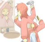  artist_request brushing_teeth copyright_request extra_arms hair_brush hair_dryer insect_girl lowres monster_girl morning multitasking mundane_utility reflection solo spider_girl toothbrush 