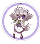  ahoge animal_ears braid chibi dog_ears dog_tail inu_sakuya izayoi_sakuya lowres shirogane_(platinum) short_hair silver_hair solo tail touhou twin_braids 