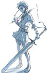 midriff minagi_mikoto my-hime non-web_source school_uniform serafuku solo sword thighhighs weapon 