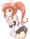  animal_ears artist_request cat_ears double_vertical_stripe fushigiboshi_no_futago_hime gym_uniform leonne ponytail shorts solo tail 