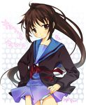  genderswap genderswap_(mtf) kita_high_school_uniform kyonko lowleg lowleg_panties panties school_uniform solo striped striped_panties suzumiya_haruhi_no_yuuutsu underwear yu_yu 