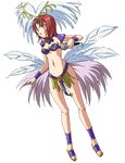  breasts feathers green_eyes karaoke medium_breasts microphone midriff my-hime red_hair samba solo yakibuta yuuki_nao 