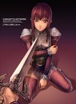  armor face krenz original red_eyes red_hair solo_focus sword thighhighs weapon 
