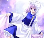  asahina hat letty_whiterock purple_eyes purple_hair snow solo touhou 