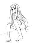  barefoot feet frapowa greyscale lutecia_alpine lyrical_nanoha mahou_shoujo_lyrical_nanoha_strikers monochrome sketch solo toe-point toe_scrunch toes 