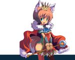  animal_ears blue_eyes crown fox_ears fox_tail hat original red_hair ryuno solo tail 