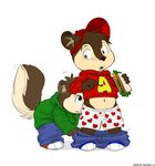 &lt;3 alvin_and_the_chipmunks alvin_seville chipmunk cub fluffy_tail food lando male mammal plain_background rodent sandwich_(food) surprise theodore_seville underwear white_background young 