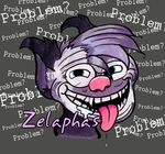  cool drooling english_text face meme purple_body saliva smile solo teeth text tongue tongue_out troll trollface zelaphas 