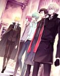  alaudi bad_id bad_pixiv_id bian blonde_hair brown_hair cape coat column dutch_angle g_(reborn) giotto gloves green_hair katekyo_hitman_reborn! knuckle lampo male_focus multiple_boys pillar red_hair 