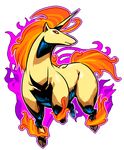  fire gen_1_pokemon highres horn no_humans pokemon pokemon_(creature) profile rapidash red_eyes running sido_(slipknot) simple_background solo unicorn white_background 