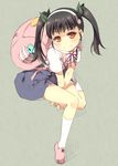  backpack bag bakemonogatari black_hair brown_eyes hachikuji_mayoi hairband kouji_(campus_life) long_hair monogatari_(series) solo stuffed_animal stuffed_toy teddy_bear twintails 