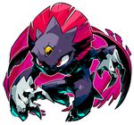  fighting_stance gen_4_pokemon jumping monster no_humans pokemon pokemon_(creature) red_eyes sido_(slipknot) simple_background solo weavile white_background 