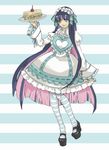  bad_id bad_pixiv_id den_(0nov25) food heart lolita_fashion long_hair multicolored_hair panty_&amp;_stocking_with_garterbelt petticoat plate sandwich shoes solo stocking_(psg) striped striped_background striped_legwear thighhighs two-tone_hair very_long_hair 
