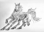  black_and_white glowcat greyscale hooves horse looking_at_viewer male mammal monochrome multi_limb multiple_legs norse_mythology plain_background sleipnir solo tail white_background 