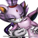  blaze_the_cat cat crossover duo eeveelution espeon eyes_closed feline felinfe female iloveknucklesshadow mammal nintendo petting plain_background pok&#233;mon pok&eacute;mon ponytail purple purple_body sega smile sonic_(series) video_games white_background 