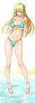  ass_visible_through_thighs bad_id bad_pixiv_id bikini blonde_hair blue_bikini blue_eyes blush boku_wa_tomodachi_ga_sukunai breasts butterfly_hair_ornament cameltoe cleavage covered_nipples feet finger_to_mouth full_body greek_toe hair_ornament hand_on_own_chest high_heels highres huge_breasts kashiwazaki_sena legs long_hair long_legs looking_at_viewer nail_polish navel open_toe_shoes parted_lips reflection sandals scrunchie shiny shiny_skin shoes skindentation slender_waist solo standing strap_gap swimsuit toenail_polish toes underboob wading water wrist_scrunchie zucchini 