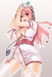  between_breasts breasts cameltoe garter_straps headphones highres large_breasts long_hair megumi_yakiniku nipple_slip nipples nitroplus open_mouth panties pink_eyes pink_hair solo stethoscope super_sonico syringe teeth thighhighs tongue underwear white_legwear white_panties 