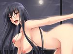  black_hair bouncing_breasts breasts full_moon implied_sex kurochijo large_breasts long_hair moon night nipples nude original red_eyes shuugetsu_karasu 