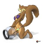  anthro big_breasts bikini breasts clothed clothing cubikore female helmet kneeling looking_at_viewer mammal pinup pose rodent sandy skimpy solo squirrel swimsuit 