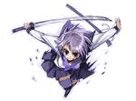  blue_eyes momiji_mao original purple_hair school_uniform serafuku solo sword weapon 