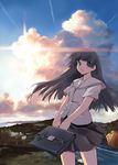  bag black_eyes black_hair matsumoto_noriyuki original school_bag school_uniform sky solo 