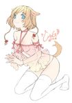  animal_ears bad_id bad_pixiv_id blue_eyes braid breasts brown_hair cleavage copyright_request cuteg dog_ears feet hands ribbon small_breasts solo tail thighhighs twin_braids 