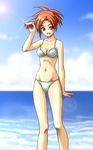  asakura_kazumi beach bikini can cloud day mahou_sensei_negima! masakichi_(crossroad) outdoors sky soda_can solo swimsuit water 
