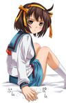  armband blue_sailor_collar blue_skirt kita_high_school_uniform sailor_collar school_uniform serafuku skirt solo suzumiya_haruhi suzumiya_haruhi_no_yuuutsu umekichi 