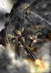  battle battle_rifle blonde_hair blue_eyes fg42 firing garrison_cap gun hat highres holding holding_gun holding_weapon ling_(cg_sky) machine_gun mg34 military military_hat military_uniform multiple_girls original rifle shell_casing short_hair skirt thighhighs uniform war weapon world_war_ii zettai_ryouiki 