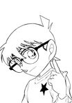  aoyama_goushou detective_conan edogawa_conan line_art male megane monochrome 