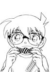  aoyama_goushou detective_conan edogawa_conan line_art male megane monochrome 