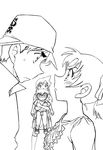  aoyama_goushou detective_conan edogawa_conan hattori_heiji line_art megane monochrome mouri_ran tooyama_kazuha 