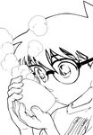  aoyama_goushou detective_conan edogawa_conan line_art male megane monochrome 