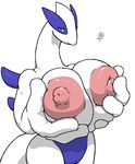  anthro big_breasts breasts female freckles_(artist) huge_breasts legendary_pok&#233;mon lugia nintendo nipples plain_background pok&#233;mon pok&eacute;mon unknown_artist video_games white_background 