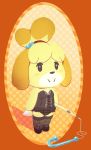  animal_crossing anthro bell brown_nose canine clothing dog female fishing_rod fur hecticarts holding_object isabelle_(animal_crossing) lingerie mammal multicolored_fur nintendo smile solo two_tone_fur two_tone_tail video_games white_fur white_tail yellow_ears yellow_fur 