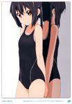  absurdres black_hair blush errant highres k-on! long_hair looking_at_viewer nakano_azusa scan smile solo swimsuit twintails 