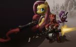  equine eyewear female fluttershy_(mlp) friendship_is_magic glasses gun heavy_(team_fortress_2) horse mammal medic_(team_fortress_2) minigun my_little_pony necktie pistol pony ranged_weapon rarity_(mlp) revolver spy_(team_fortress_2) stupjam team_fortress_2 weapon yoke 