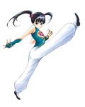  black_hair claws dragon_quest dragon_quest_iii fighter_(dq3) flying-u gloves simple_background solo split twintails 