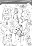  character_design houjou_kuniko monochrome range_murata seifuku shangri-la sketch 