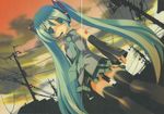  hatsune_miku kyougetsutei miyashita_miki paper_texture thighhighs vocaloid 