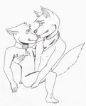  black_and_white canine corgi couple dog duo eye_contact fox_(housepets!) gay holding_leg housepets! king_(housepets!) leg_grab licking licking_lips looking_at_each_other male mammal monochrome redo smile tongue webcomic 