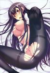  amakura breasts crease feet nipples no_bra nopan pantyhose root_nuko torn_clothes worlds_and_world&#039;s_end yazama_fumika 