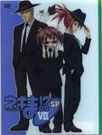  2girls absurdres adjusting_eyewear albert_chamomille asakura_kazumi cover dvd_cover ermine formal glasses hat highres kamina_shades mahou_sensei_negima! men_in_black multiple_girls necktie pant_suit suit sunglasses takahata_t_takamichi yotsuba_satsuki 