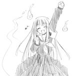  aisaka_sayo armband clenched_hands eighth_note greyscale happy harmonia hitodama mahou_sensei_negima! monochrome musical_note raised_fist school_uniform sketch solo 