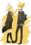  1girl bad_id bad_pixiv_id brother_and_sister highres kagamine_len kagamine_rin mitosa school_uniform siblings twins vocaloid 