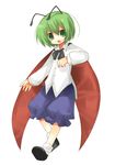  :o antennae bad_id black_bow black_footwear black_neckwear bob_cut bow bowtie buttons cape child collared_shirt dress_shirt full_body green_eyes green_hair hug long_sleeves looking_at_viewer puffy_pants puffy_shorts shirt shoes short_hair shorts simple_background socks solo standing tomboy touhou white_background white_shirt wriggle_nightbug yuzuki_(yuduame) 