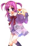  cat copyright_request purple_eyes purple_hair school_uniform socks solo suzushiro_kurumi twintails 